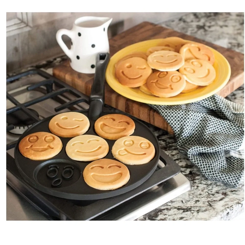 Nordic Ware Smiley Face Pancake Pan Silver, 10 1/2 inch‎ diameter
